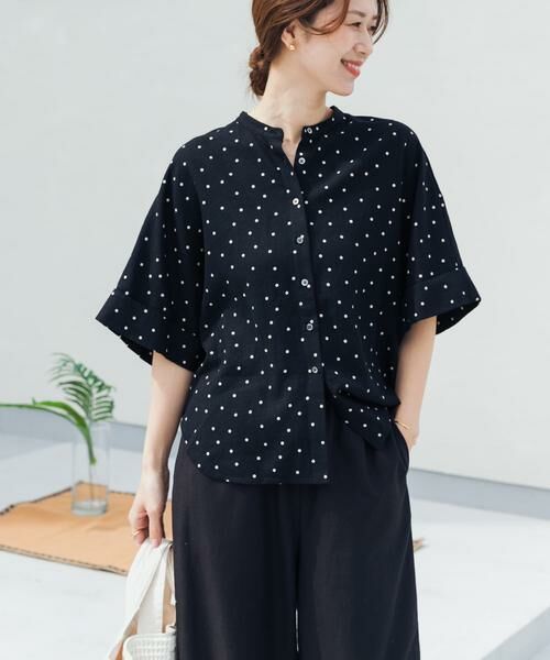 URBAN RESEARCH DOORS / アーバンリサーチ ドアーズ シャツ・ブラウス | リネンリヨセルドットドルマンシャツ | 詳細5