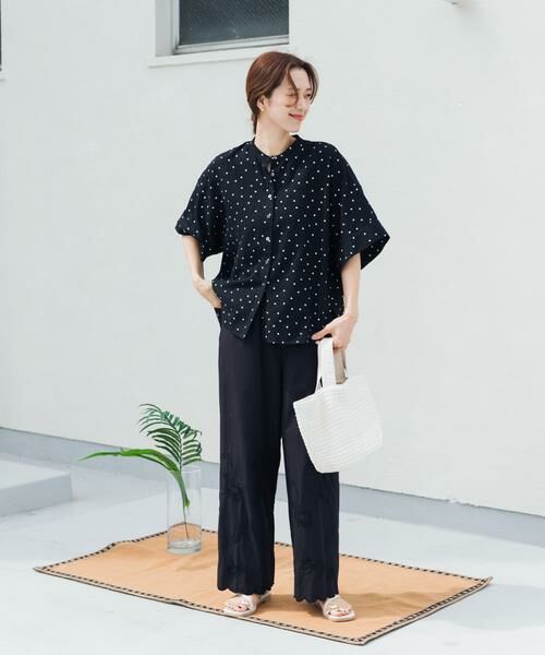 URBAN RESEARCH DOORS / アーバンリサーチ ドアーズ シャツ・ブラウス | リネンリヨセルドットドルマンシャツ | 詳細6