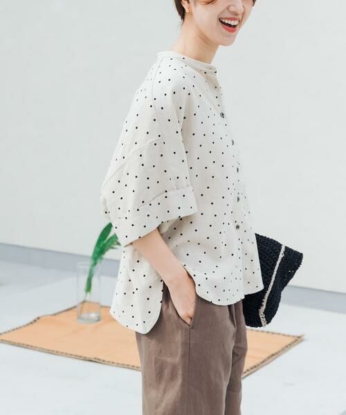 URBAN RESEARCH DOORS / アーバンリサーチ ドアーズ シャツ・ブラウス | リネンリヨセルドットドルマンシャツ | 詳細11