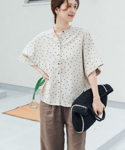 URBAN RESEARCH DOORS / アーバンリサーチ ドアーズ シャツ・ブラウス | リネンリヨセルドットドルマンシャツ | 詳細14