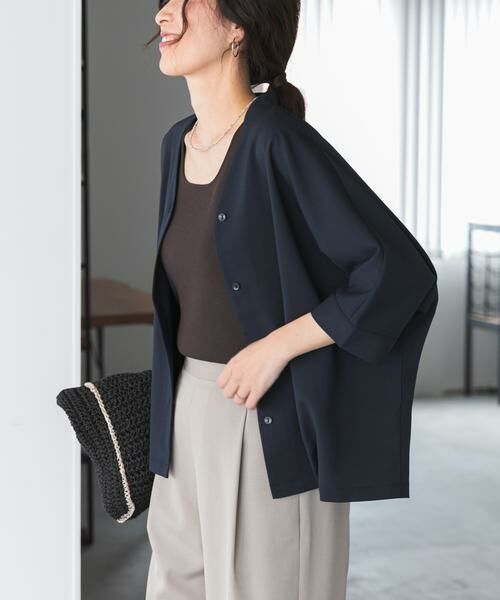 URBAN RESEARCH DOORS / アーバンリサーチ ドアーズ シャツ・ブラウス | 『UR TECH』完声/涼ドルマン半袖シャツ（ネイビー）