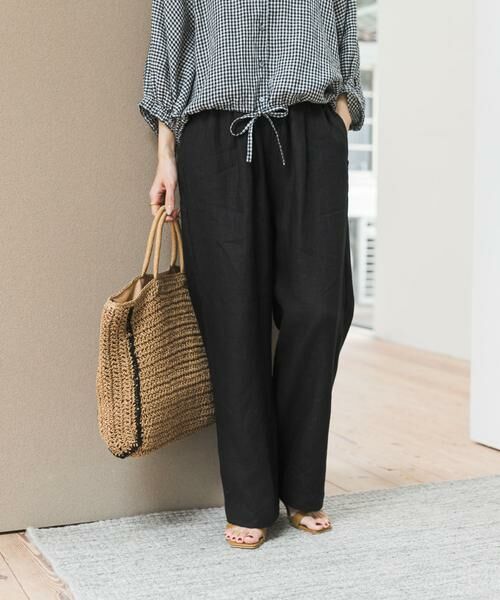 URBAN RESEARCH DOORS / アーバンリサーチ ドアーズ その他パンツ | リネンイージーパンツ（ブラック）