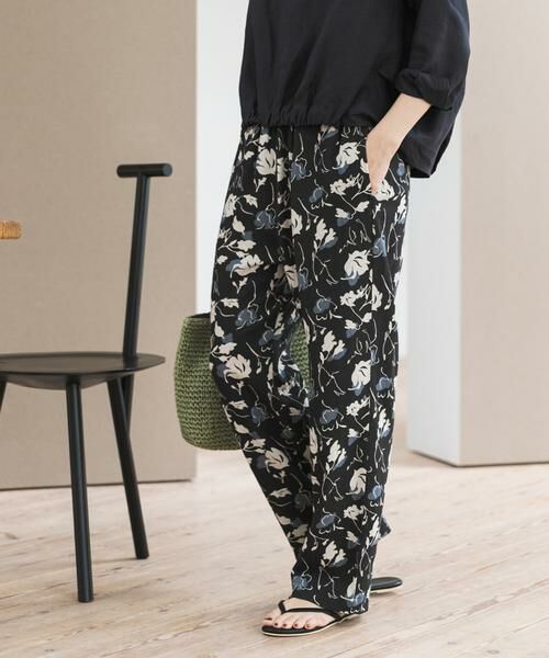 URBAN RESEARCH DOORS / アーバンリサーチ ドアーズ その他パンツ | 『WEB限定』リネンリヨセルプリントイージーパンツ（ブラック）