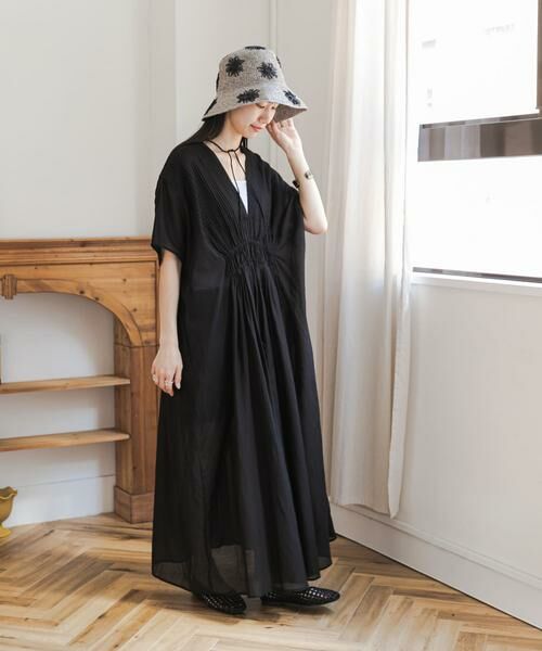 URBAN RESEARCH DOORS / アーバンリサーチ ドアーズ ワンピース | ピンタックギャザーワンピース（ブラック）