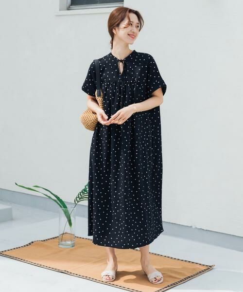 URBAN RESEARCH DOORS / アーバンリサーチ ドアーズ ワンピース | リネンリヨセルドットワンピース | 詳細1