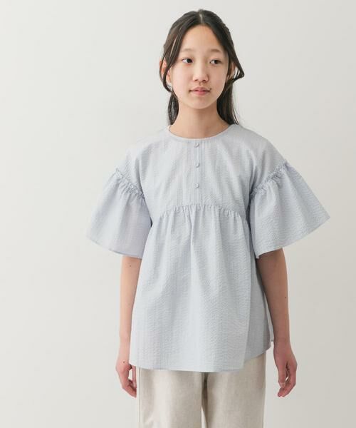 URBAN RESEARCH DOORS / アーバンリサーチ ドアーズ トップス | 『150サイズあり』ストライプ2wayサッカーブラウス(KIDS) | 詳細1