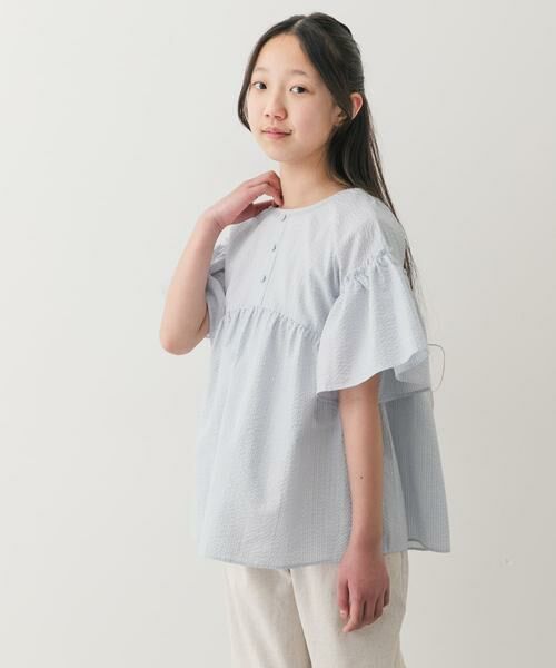 URBAN RESEARCH DOORS / アーバンリサーチ ドアーズ トップス | 『150サイズあり』ストライプ2wayサッカーブラウス(KIDS) | 詳細2