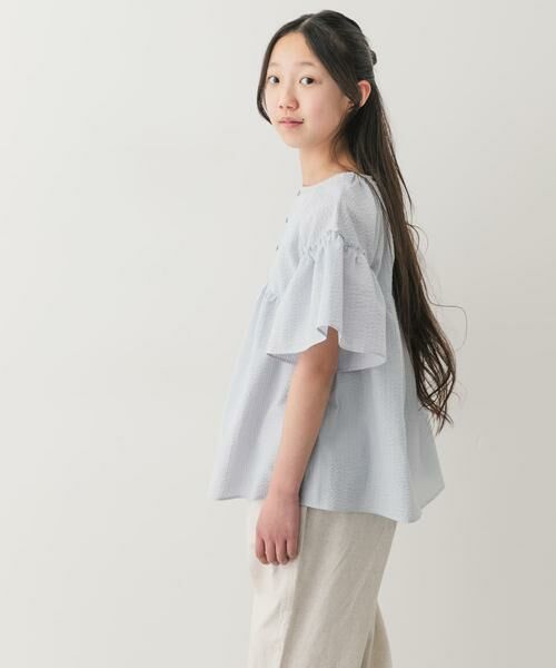 URBAN RESEARCH DOORS / アーバンリサーチ ドアーズ トップス | 『150サイズあり』ストライプ2wayサッカーブラウス(KIDS) | 詳細4