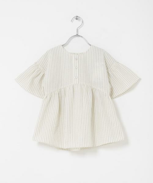 URBAN RESEARCH DOORS / アーバンリサーチ ドアーズ トップス | 『150サイズあり』ストライプ2wayサッカーブラウス(KIDS)（オフホワイト）