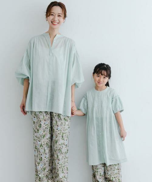 URBAN RESEARCH DOORS / アーバンリサーチ ドアーズ ワンピース | 『親子リンク』コットンボイルパフスリーブワンピース(KIDS)（ミント）