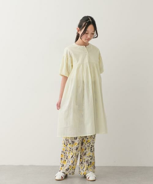 URBAN RESEARCH DOORS / アーバンリサーチ ドアーズ ワンピース | 『親子リンク』『150サイズ』コットンボイルパフスリーブワンピース(KIDS)（イエロー）