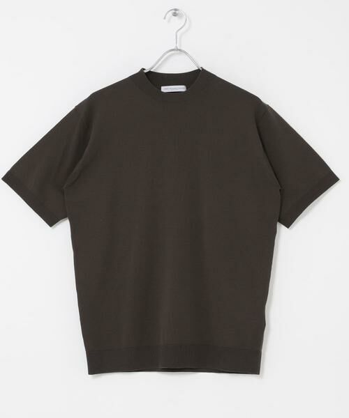 URBAN RESEARCH DOORS / アーバンリサーチ ドアーズ シャツ・ブラウス | LIFE STYLE TAILOR　ハイゲージクルーネック半袖ニット（ブラウン）