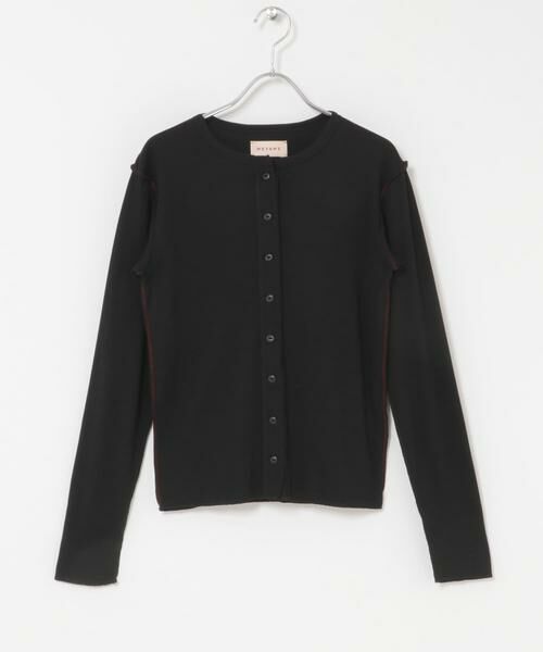 URBAN RESEARCH DOORS / アーバンリサーチ ドアーズ カーディガン・ボレロ | MEYAME　SOFT RIB SIDE STITCH CARDIGAN（ブラック）