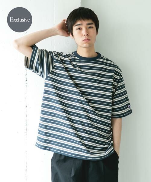 URBAN RESEARCH DOORS / アーバンリサーチ ドアーズ Tシャツ | 『別注』CHAMPION×DOORS　BORDER T-SHIRTS（ブルー系その他）