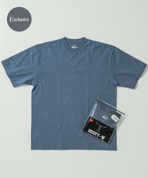 URBAN RESEARCH DOORS / アーバンリサーチ ドアーズ Tシャツ | 『別注』HANES×DOORS BEEFY-T DOORS FIT SHORT-SLEEVE(ブルー)