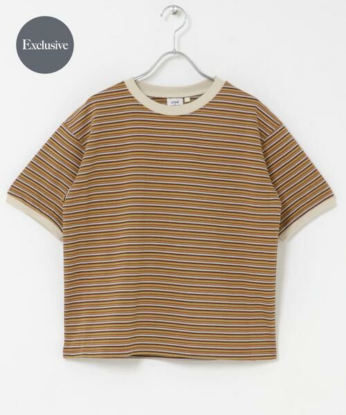 URBAN RESEARCH DOORS / アーバンリサーチ ドアーズ Tシャツ | 『別注』STAR&STRIPE×DOORS　MULTI RINGER T-SHIRTS（ブラウン）