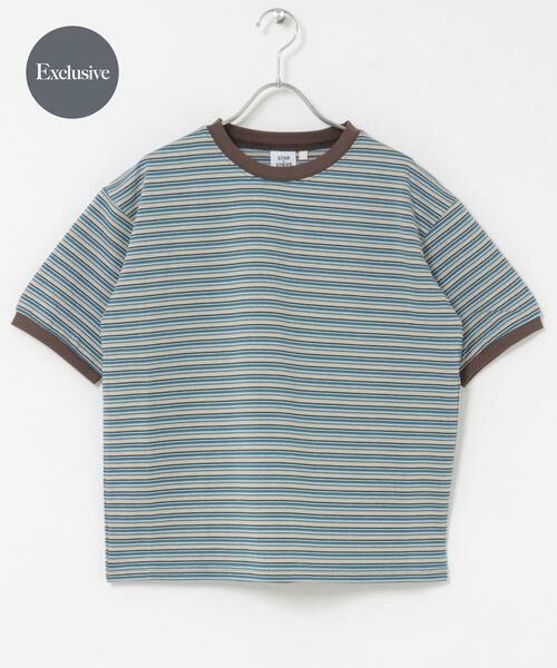 URBAN RESEARCH DOORS / アーバンリサーチ ドアーズ Tシャツ | 『別注』STAR&STRIPE×DOORS　MULTI RINGER T-SHIRTS（ブルー）