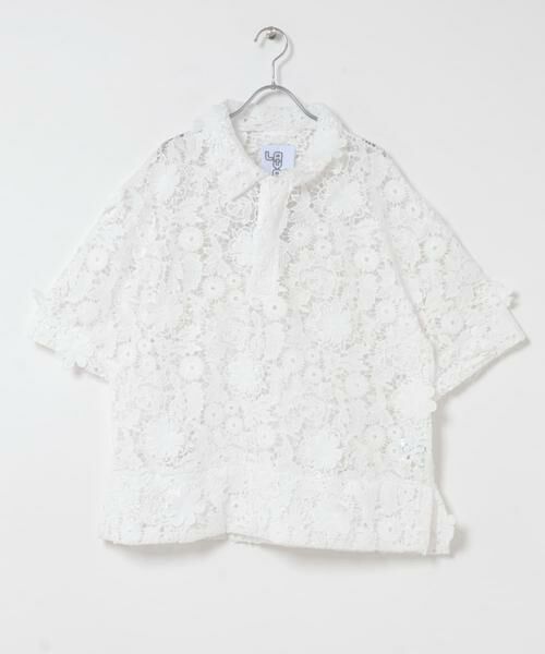 URBAN RESEARCH DOORS / アーバンリサーチ ドアーズ シャツ・ブラウス | LAYAS　LACE SKIPPER SHORT-SLEEVE PULLOVER（ホワイト）