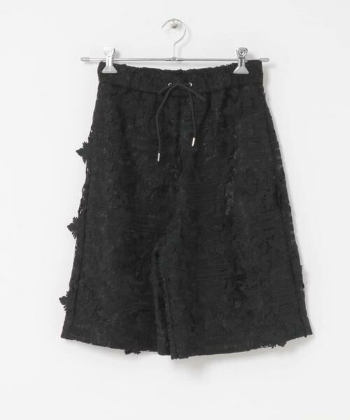 URBAN RESEARCH DOORS / アーバンリサーチ ドアーズ ショート・ハーフ・半端丈パンツ | LAYAS　LACE SHORT PANTS（ブラック）