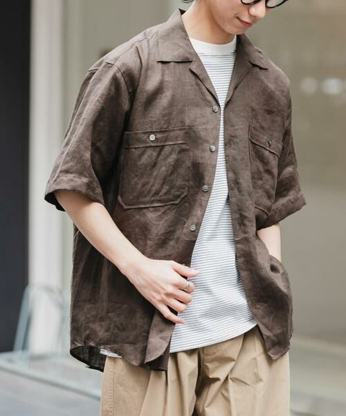 URBAN RESEARCH DOORS / アーバンリサーチ ドアーズ シャツ・ブラウス | FORK&SPOON　フレンチリネンオープンカラーショートスリーブシャツ | 詳細1