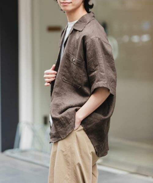 URBAN RESEARCH DOORS / アーバンリサーチ ドアーズ シャツ・ブラウス | FORK&SPOON　フレンチリネンオープンカラーショートスリーブシャツ | 詳細4