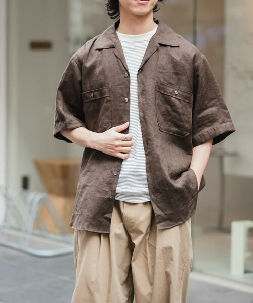 URBAN RESEARCH DOORS / アーバンリサーチ ドアーズ シャツ・ブラウス | FORK&SPOON　フレンチリネンオープンカラーショートスリーブシャツ | 詳細5