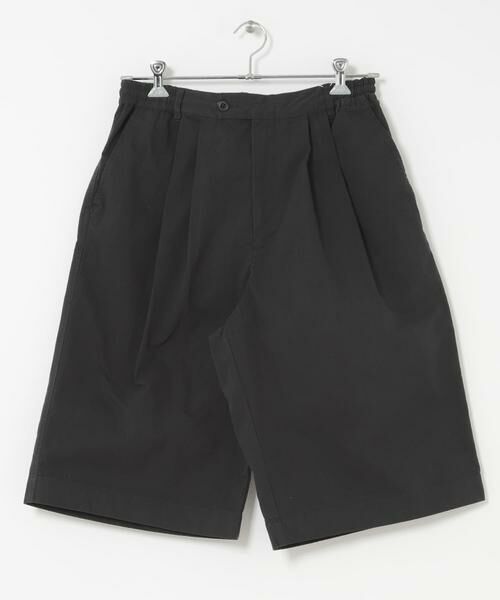 URBAN RESEARCH DOORS / アーバンリサーチ ドアーズ ショート・ハーフ・半端丈パンツ | FORK&SPOON　クリンクルワイドショーツ（ブラック）