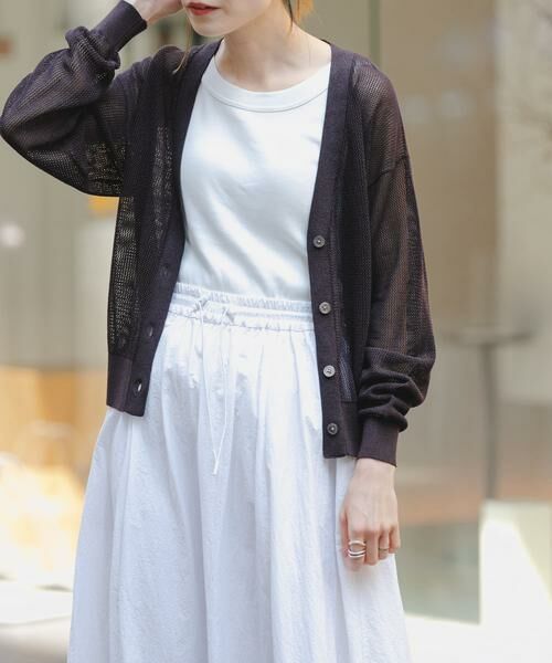 URBAN RESEARCH DOORS / アーバンリサーチ ドアーズ カーディガン・ボレロ | FORK&SPOON　ペーパーニットカーディガン | 詳細3