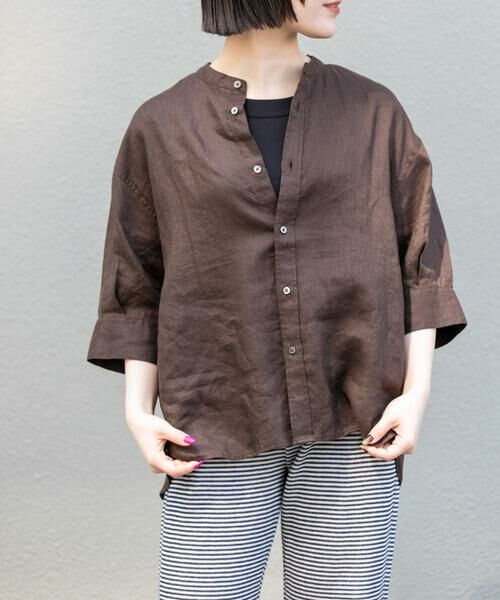 URBAN RESEARCH DOORS / アーバンリサーチ ドアーズ シャツ・ブラウス | FORK&SPOON　フレンチリネンショートスリーブシャツ（ブラウン）
