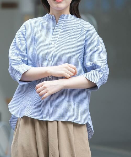 URBAN RESEARCH DOORS / アーバンリサーチ ドアーズ シャツ・ブラウス | FORK&SPOON　フレンチリネンショートスリーブシャツ（ブルー系その他）