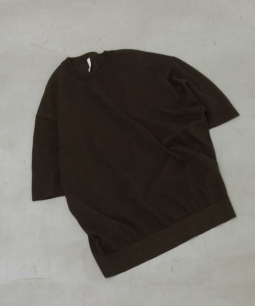 URBAN RESEARCH DOORS / アーバンリサーチ ドアーズ ニット・セーター | Ramie High Gauge Crew-Neck Knit（ブラウン）