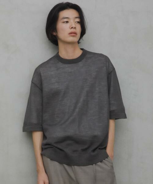 URBAN RESEARCH DOORS / アーバンリサーチ ドアーズ ニット・セーター | Ramie High Gauge Crew-Neck Knit | 詳細3