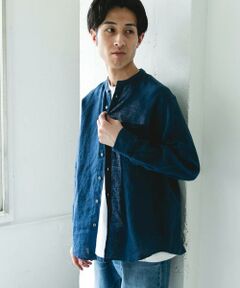 URBAN RESEARCH DOORS / アーバンリサーチ ドアーズ シャツ・ブラウス | シルケットリネン バンドカラーロングスリーブシャツ