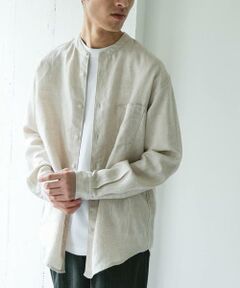 URBAN RESEARCH DOORS / アーバンリサーチ ドアーズ シャツ・ブラウス | シルケットリネン バンドカラーロングスリーブシャツ