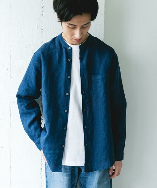 URBAN RESEARCH DOORS / アーバンリサーチ ドアーズ シャツ・ブラウス | シルケットリネン バンドカラーロングスリーブシャツ | 詳細2