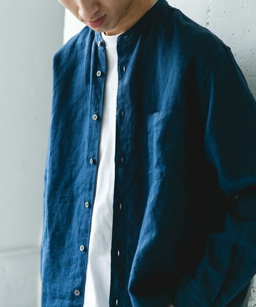 URBAN RESEARCH DOORS / アーバンリサーチ ドアーズ シャツ・ブラウス | シルケットリネン バンドカラーロングスリーブシャツ | 詳細4