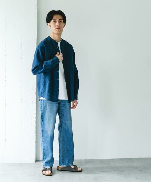 URBAN RESEARCH DOORS / アーバンリサーチ ドアーズ シャツ・ブラウス | シルケットリネン バンドカラーロングスリーブシャツ | 詳細5