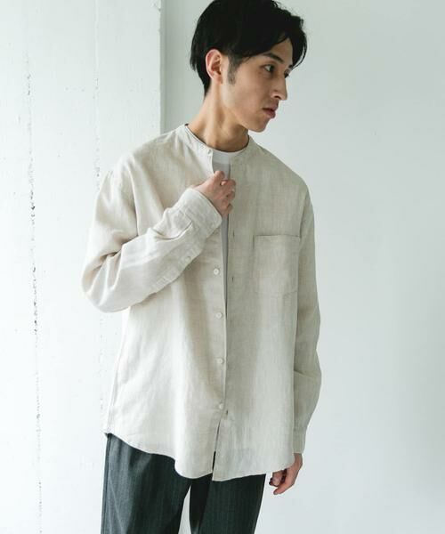 URBAN RESEARCH DOORS / アーバンリサーチ ドアーズ シャツ・ブラウス | シルケットリネン バンドカラーロングスリーブシャツ | 詳細9