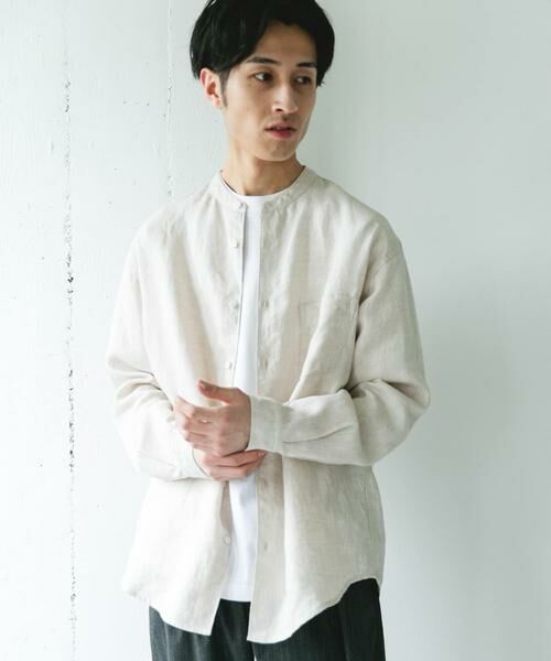 URBAN RESEARCH DOORS / アーバンリサーチ ドアーズ シャツ・ブラウス | シルケットリネン バンドカラーロングスリーブシャツ | 詳細10