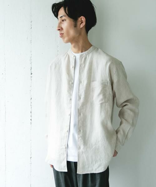 URBAN RESEARCH DOORS / アーバンリサーチ ドアーズ シャツ・ブラウス | シルケットリネン バンドカラーロングスリーブシャツ | 詳細11