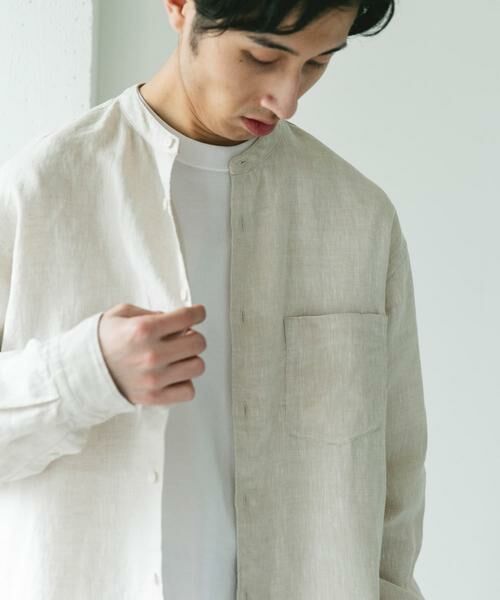 URBAN RESEARCH DOORS / アーバンリサーチ ドアーズ シャツ・ブラウス | シルケットリネン バンドカラーロングスリーブシャツ | 詳細12