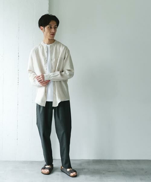 URBAN RESEARCH DOORS / アーバンリサーチ ドアーズ シャツ・ブラウス | シルケットリネン バンドカラーロングスリーブシャツ | 詳細13