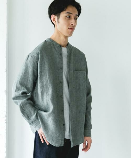 URBAN RESEARCH DOORS / アーバンリサーチ ドアーズ シャツ・ブラウス | シルケットリネン バンドカラーロングスリーブシャツ | 詳細16