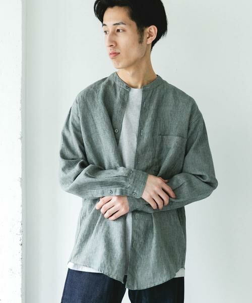 URBAN RESEARCH DOORS / アーバンリサーチ ドアーズ シャツ・ブラウス | シルケットリネン バンドカラーロングスリーブシャツ | 詳細17