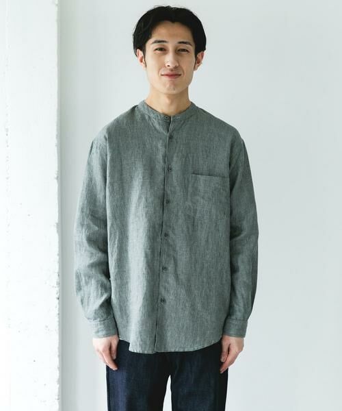 URBAN RESEARCH DOORS / アーバンリサーチ ドアーズ シャツ・ブラウス | シルケットリネン バンドカラーロングスリーブシャツ | 詳細22