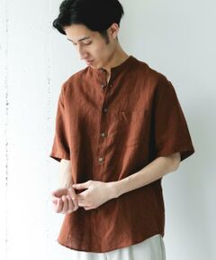 URBAN RESEARCH DOORS / アーバンリサーチ ドアーズ シャツ・ブラウス | シルケットリネン バンドカラーショートスリーブシャツ