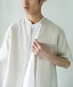 URBAN RESEARCH DOORS / アーバンリサーチ ドアーズ シャツ・ブラウス | シルケットリネン バンドカラーショートスリーブシャツ