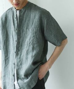 URBAN RESEARCH DOORS / アーバンリサーチ ドアーズ シャツ・ブラウス | シルケットリネン バンドカラーショートスリーブシャツ