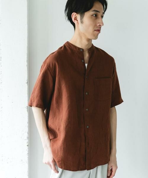URBAN RESEARCH DOORS / アーバンリサーチ ドアーズ シャツ・ブラウス | シルケットリネン バンドカラーショートスリーブシャツ | 詳細1