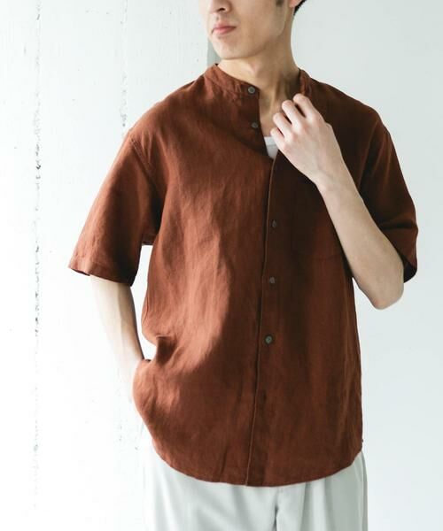 URBAN RESEARCH DOORS / アーバンリサーチ ドアーズ シャツ・ブラウス | シルケットリネン バンドカラーショートスリーブシャツ | 詳細2